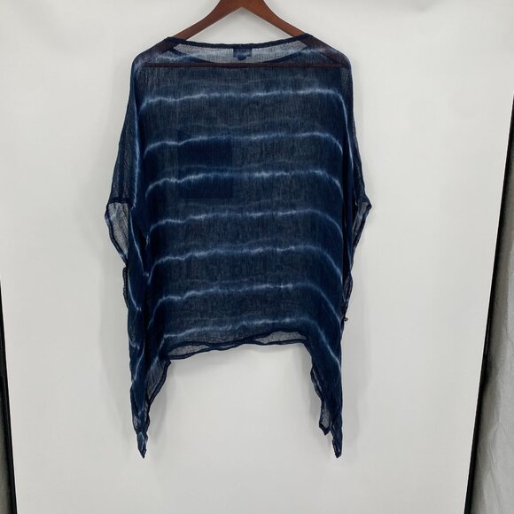 W by Worth Poncho Womens XP XS Blue White‎ Striped Lightweight Oversized Sheer - Picture 7 of 14